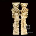 Natural Hand Carved marble roman column with figure statue